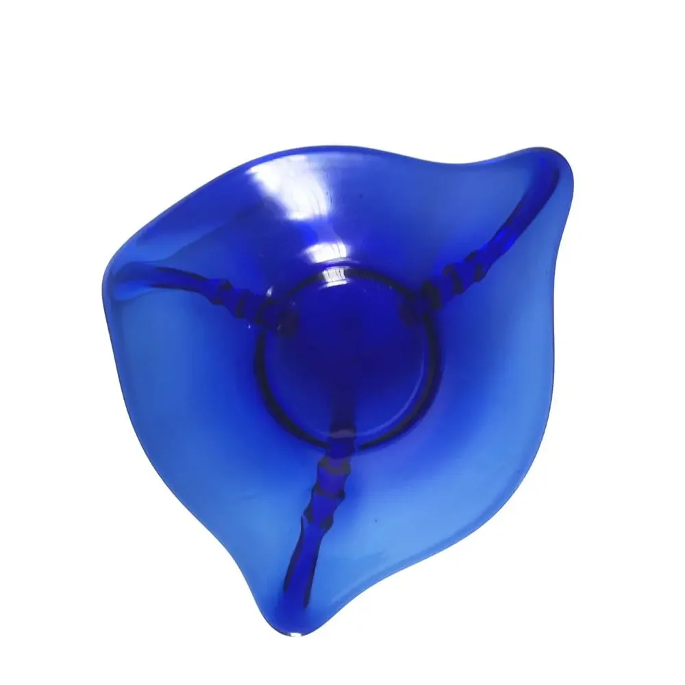 Vintage Cobalt Blue Hand Blown Glass Bowl Footed